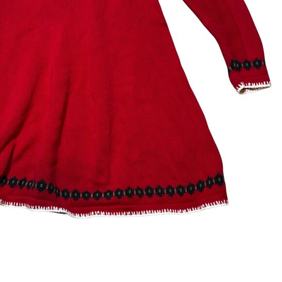 Hanna Andersson Girls Red Nordic Sweater Dress Size 5 Long Sleeve Holiday Winter - Picture 6 of 9
